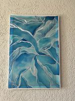Peinture sur soie « fond marin - fond bleu.. »